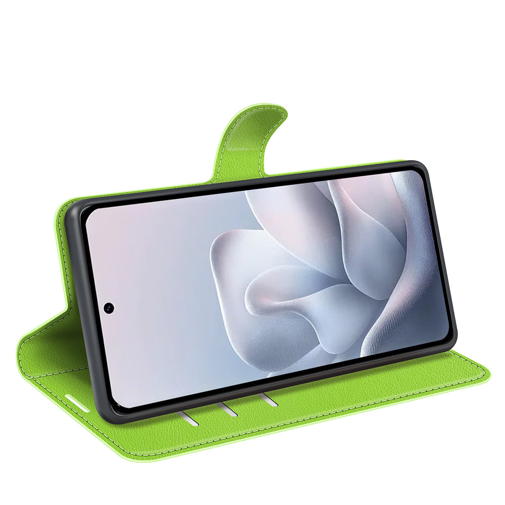 Wallet Case for Motorola Edge 70 Fusion – PU Leather Flip Cover with Card Holder & Stand [Green]