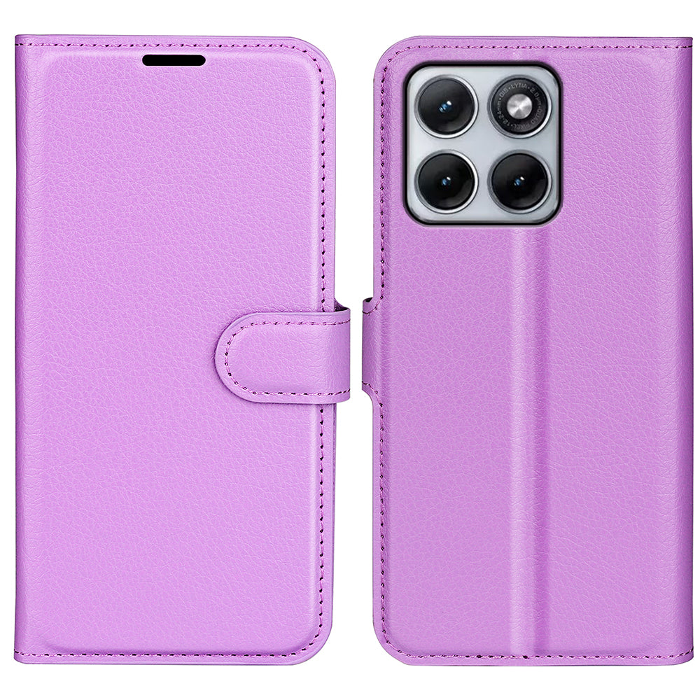 Wallet Case for Motorola Edge 70 Fusion – PU Leather Flip Cover with Card Holder & Stand [Purple]
