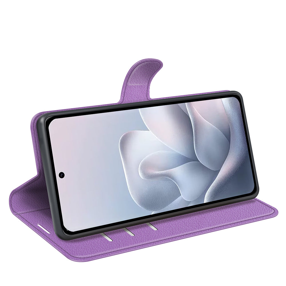 Wallet Case for Motorola Edge 70 Fusion – PU Leather Flip Cover with Card Holder & Stand [Purple]