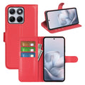 Wallet Case for Motorola Edge 70 Fusion – PU Leather Flip Cover with Card Holder & Stand [Red] - Red