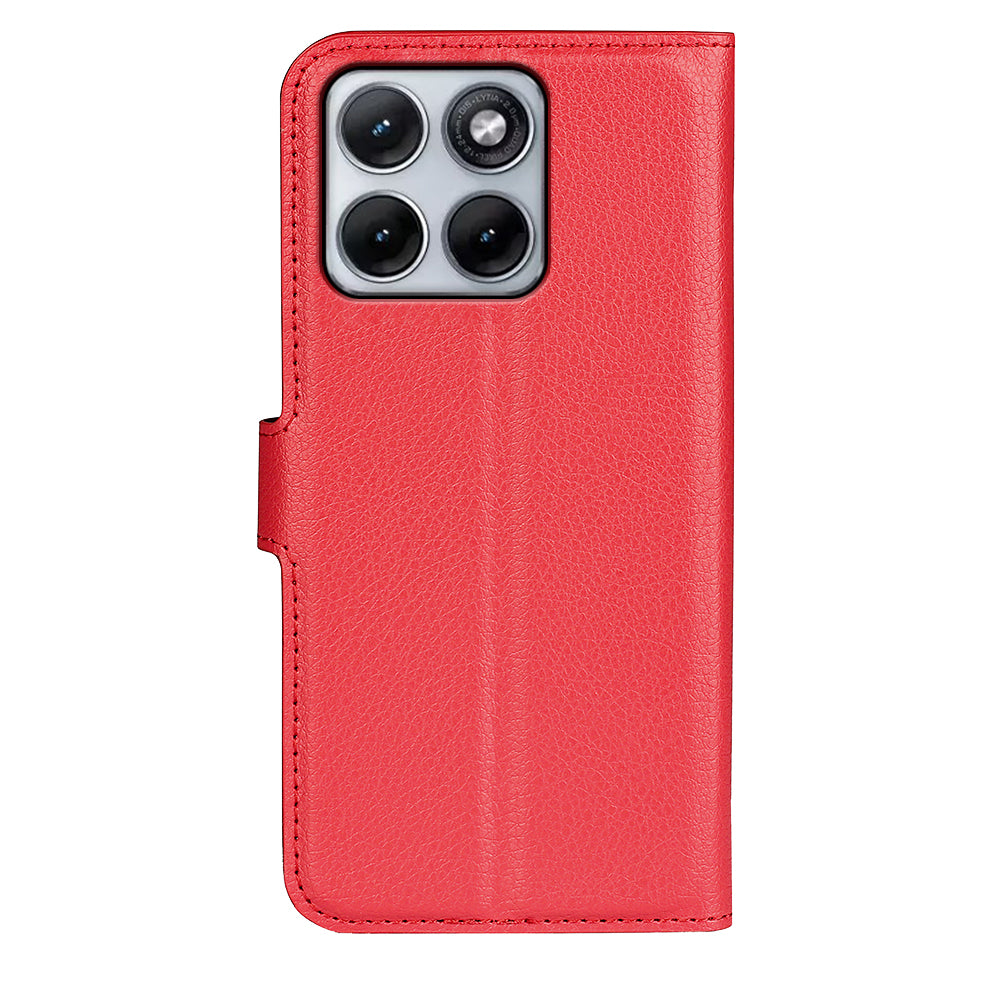 Wallet Case for Motorola Edge 70 Fusion – PU Leather Flip Cover with Card Holder & Stand [Red]