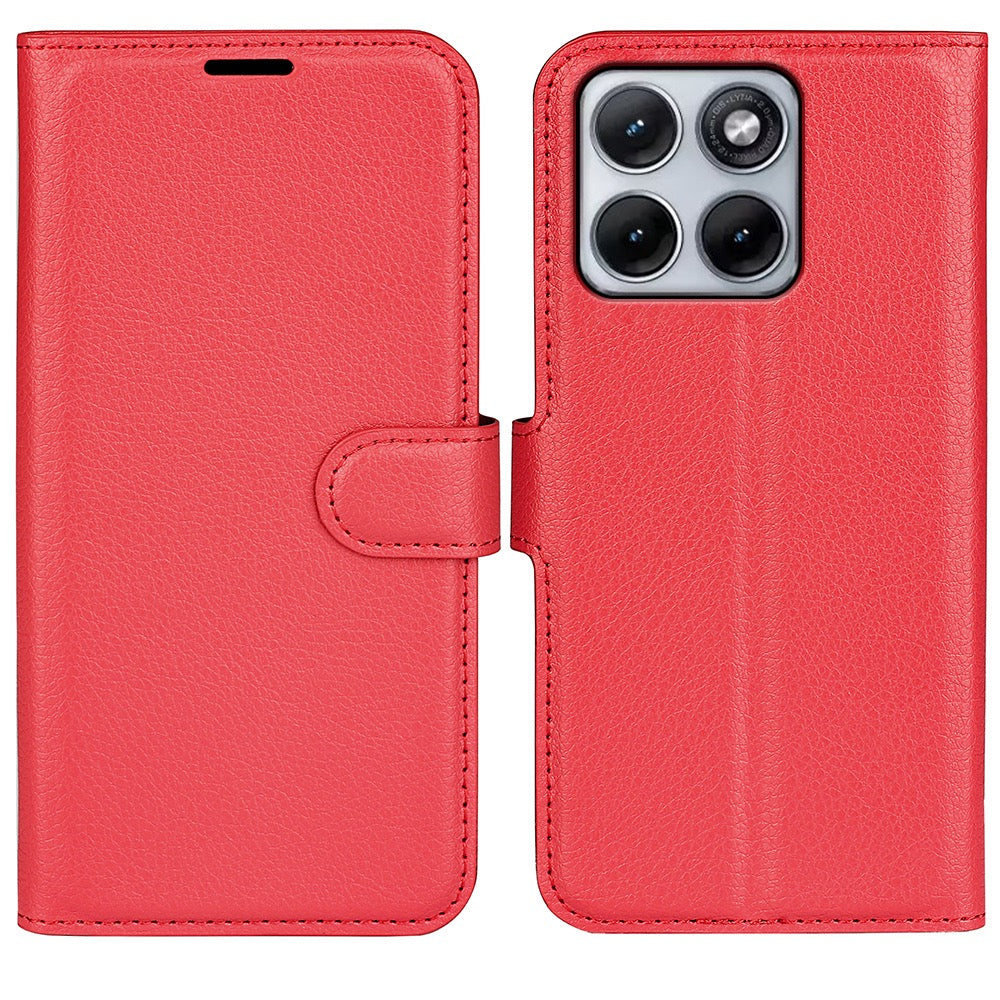 Wallet Case for Motorola Edge 70 Fusion – PU Leather Flip Cover with Card Holder & Stand [Red]