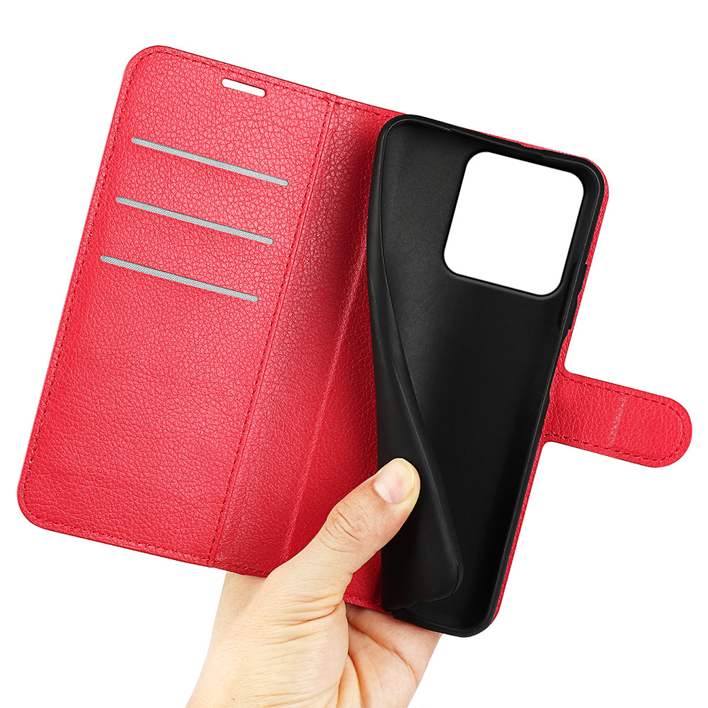 Wallet Case for Motorola Edge 70 Fusion – PU Leather Flip Cover with Card Holder & Stand [Red]