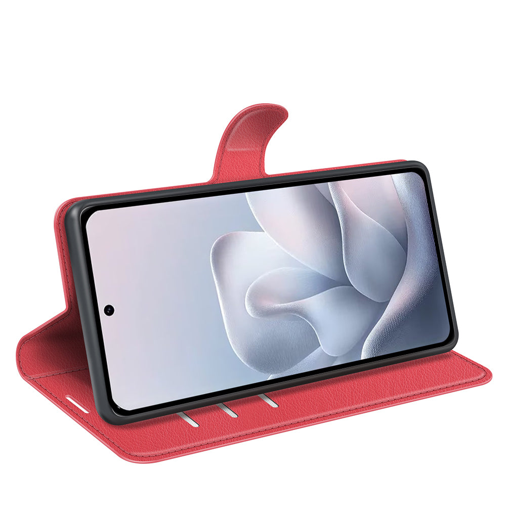 Wallet Case for Motorola Edge 70 Fusion – PU Leather Flip Cover with Card Holder & Stand [Red]