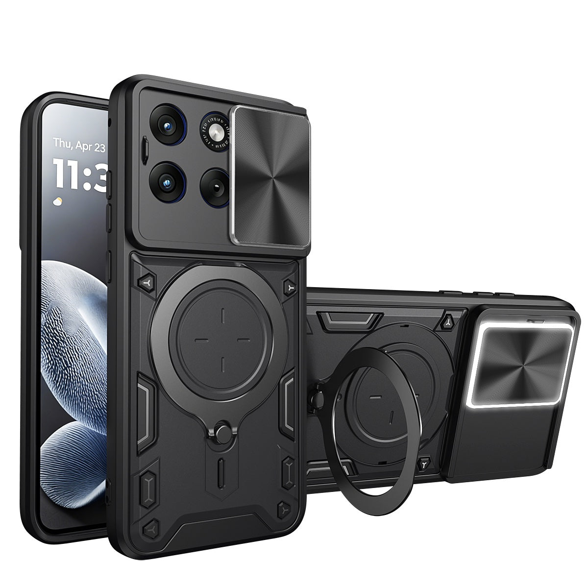 Motorola Edge 70 Fusion Ring Kickstand Case w/ Camera Cover [Black]