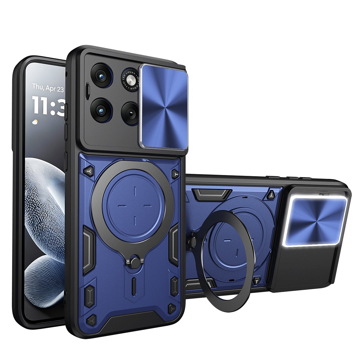 Motorola Edge 70 Fusion Ring Kickstand Case w/ Camera Cover [Navy]