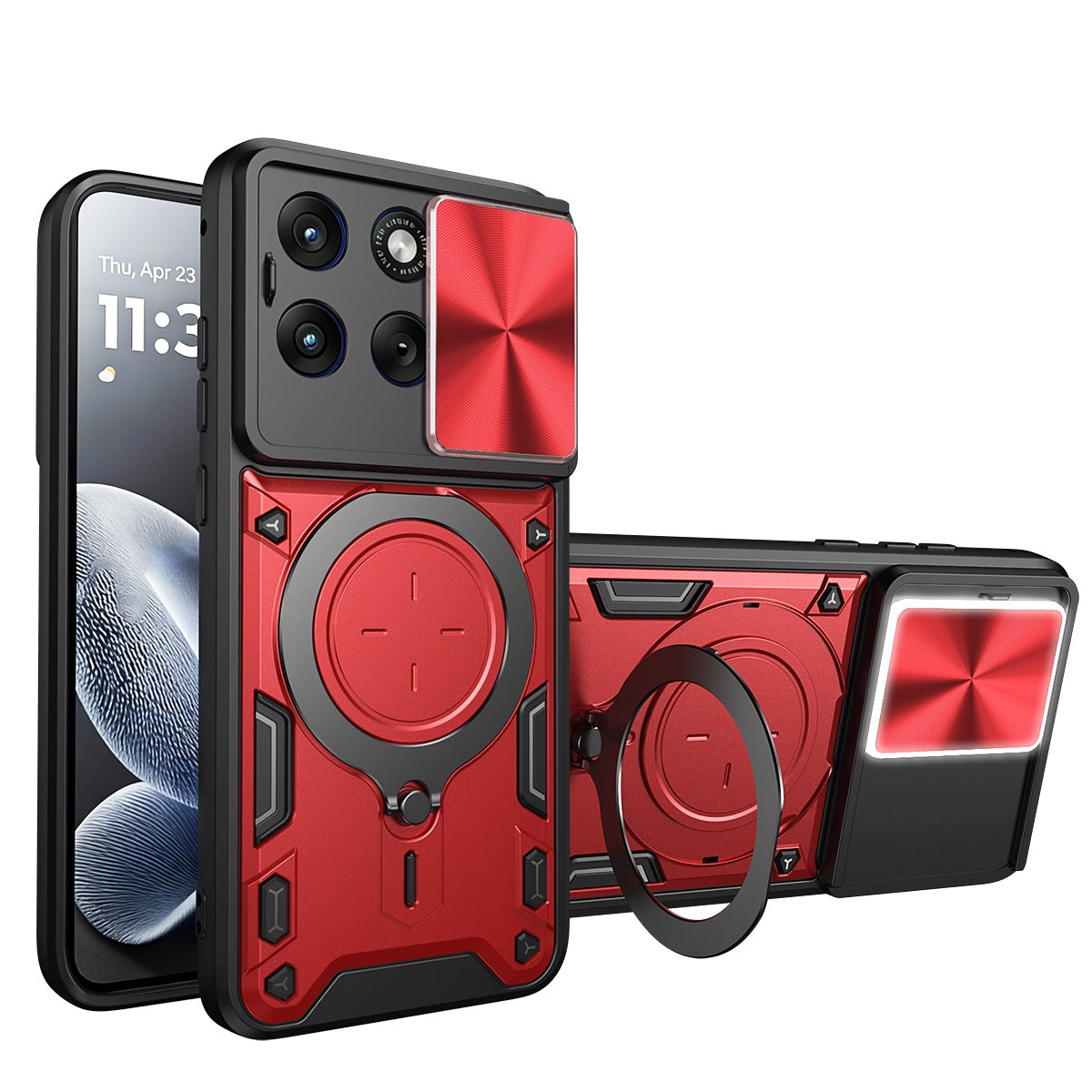 Motorola Edge 70 Fusion Ring Kickstand Case w/ Camera Cover [Red]