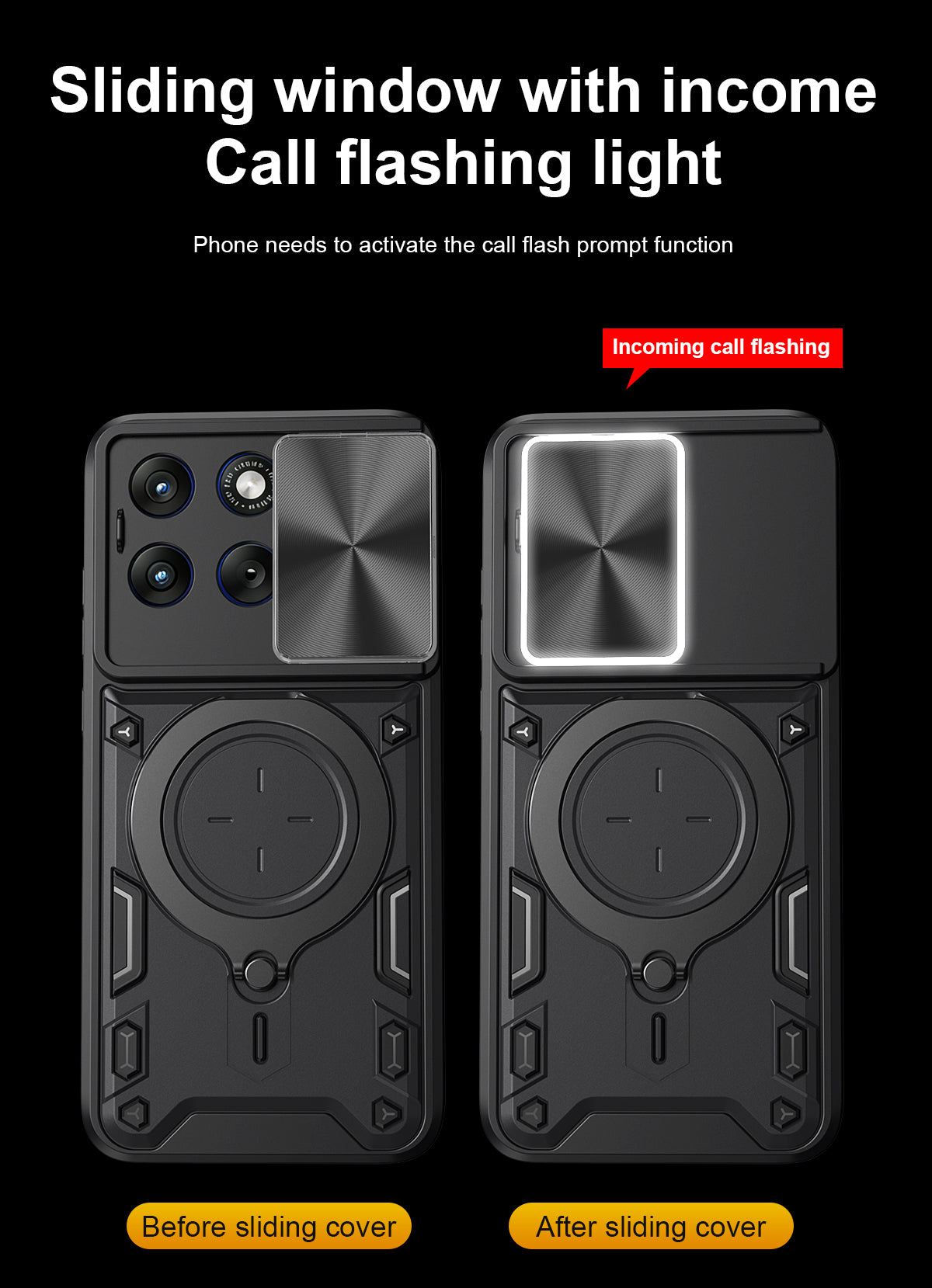 Motorola Edge 70 Fusion Ring Kickstand Case w/ Camera Cover [Black]