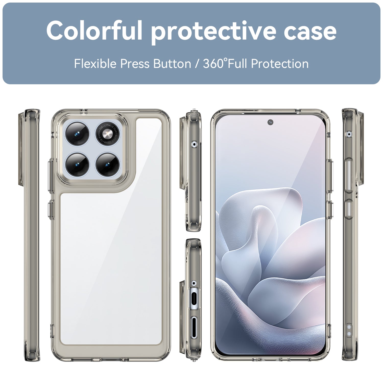 Motorola Edge 70 Fusion Soft TPU Bumper Shockproof Cover Case [Clear Grey]
