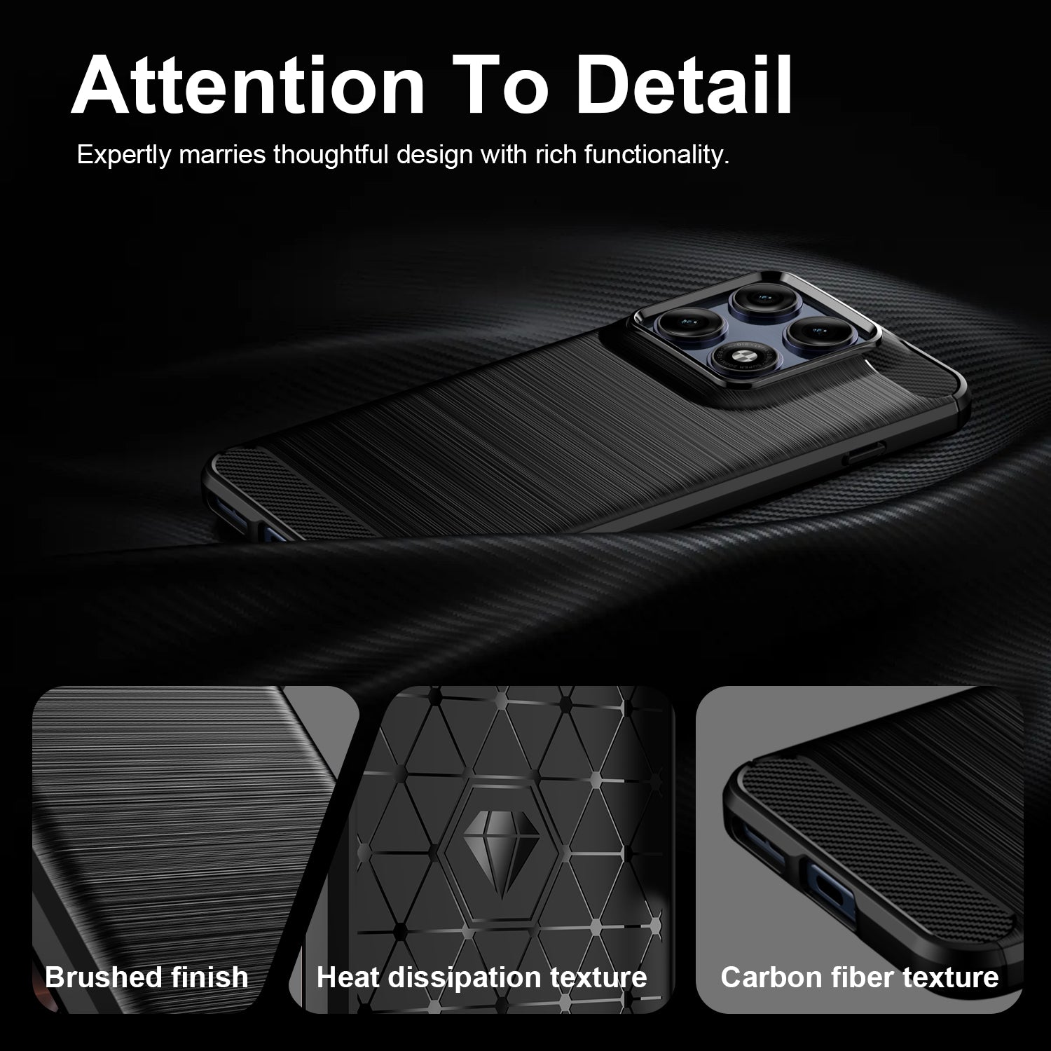 Samsung Edge 70 Pro Carbon Fibre TPU Case Slim Shockproof Cover Black