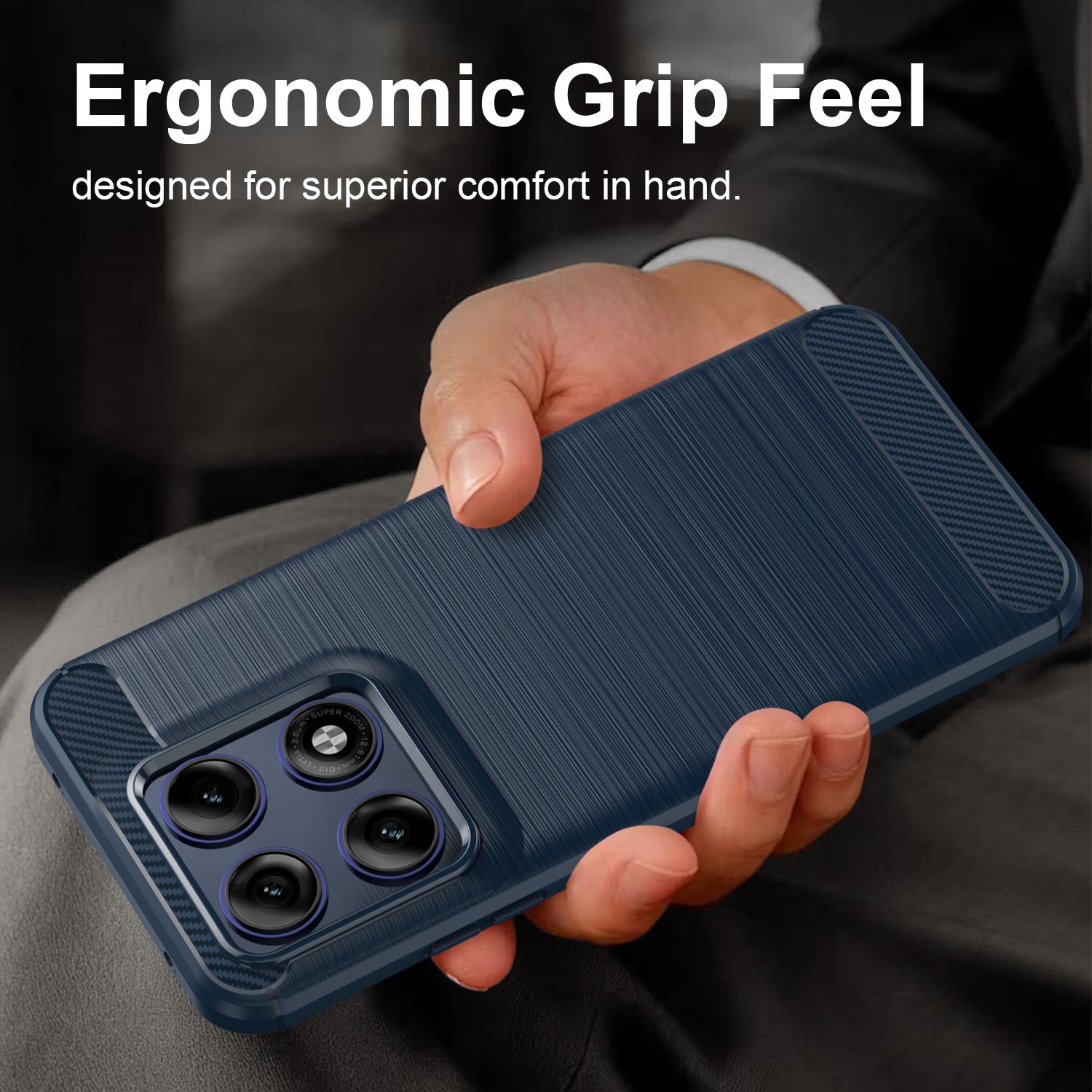 Samsung Edge 70 Pro Carbon Fibre TPU Case Slim Shockproof Cover Navy