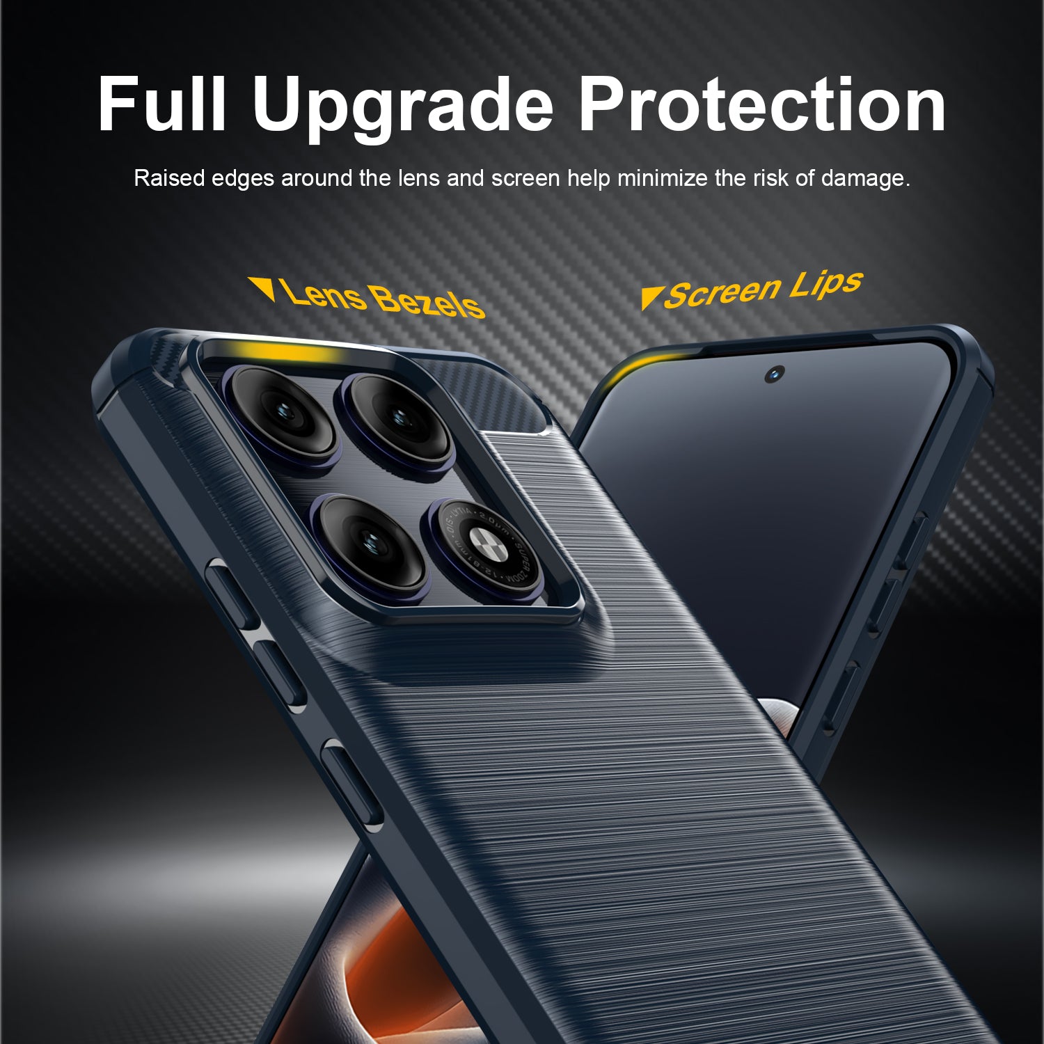 Samsung Edge 70 Pro Carbon Fibre TPU Case Slim Shockproof Cover Navy