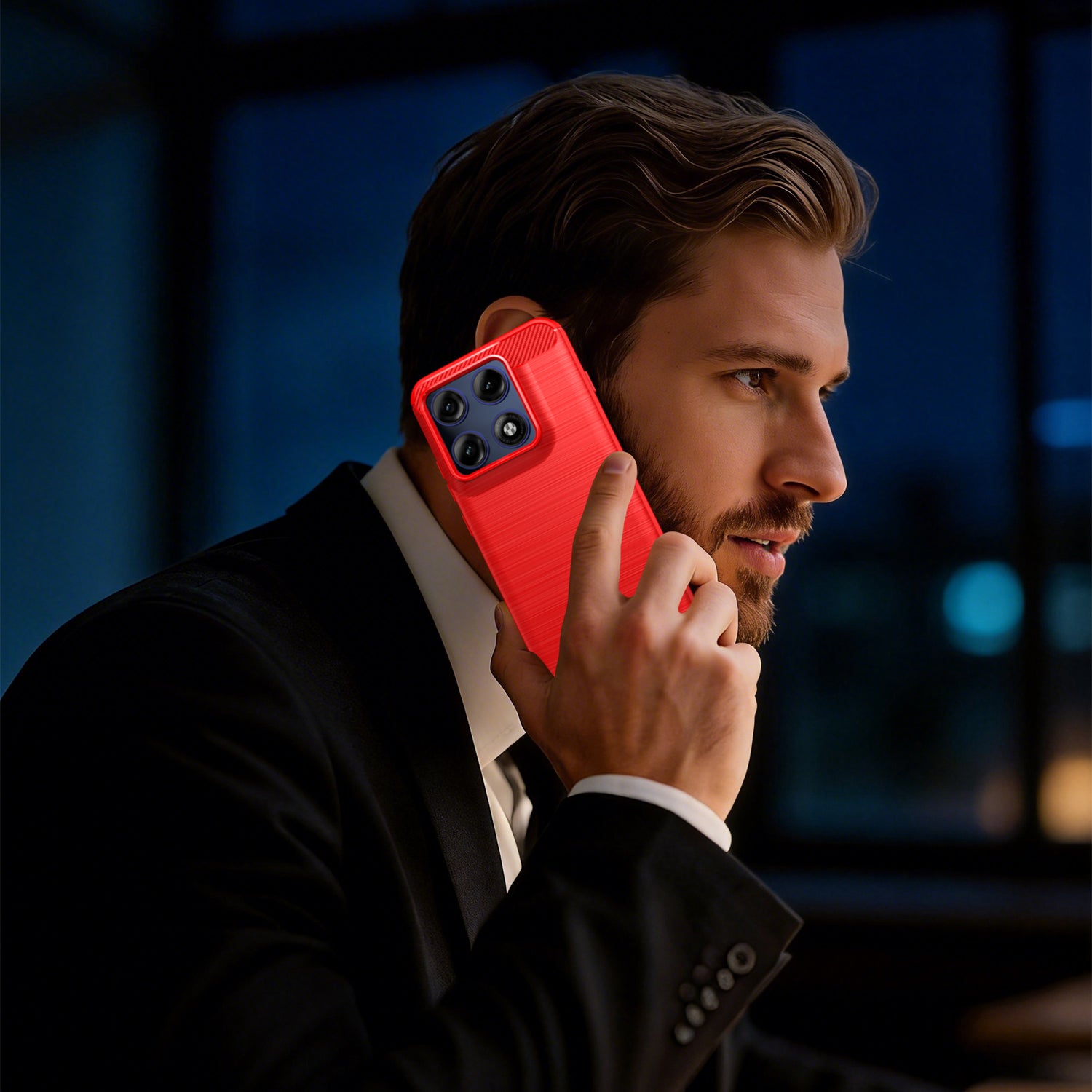 Samsung Edge 70 Pro Carbon Fibre TPU Case Slim Shockproof Cover Red
