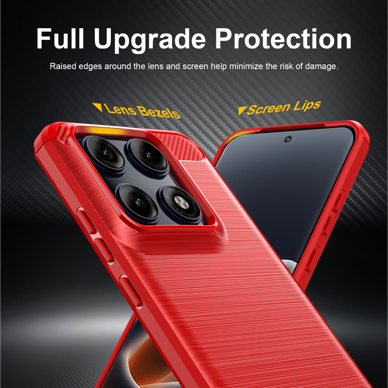 Samsung Edge 70 Pro Carbon Fibre TPU Case Slim Shockproof Cover Red