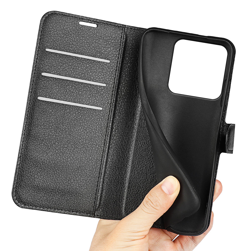 Wallet Case for Motorola Edge 70 Pro – PU Leather Flip Cover with Card Holder & Stand [Black]
