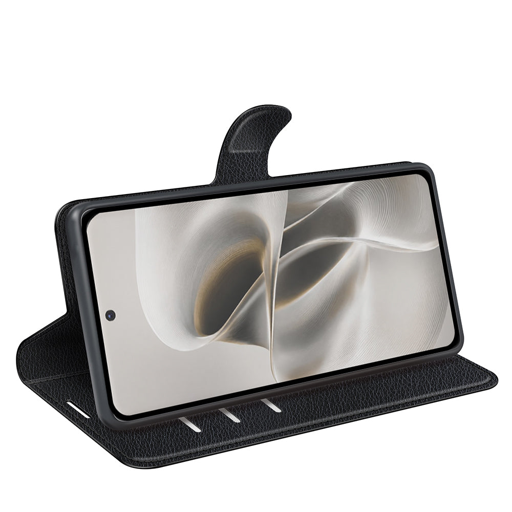 Wallet Case for Motorola Edge 70 Pro – PU Leather Flip Cover with Card Holder & Stand [Black]