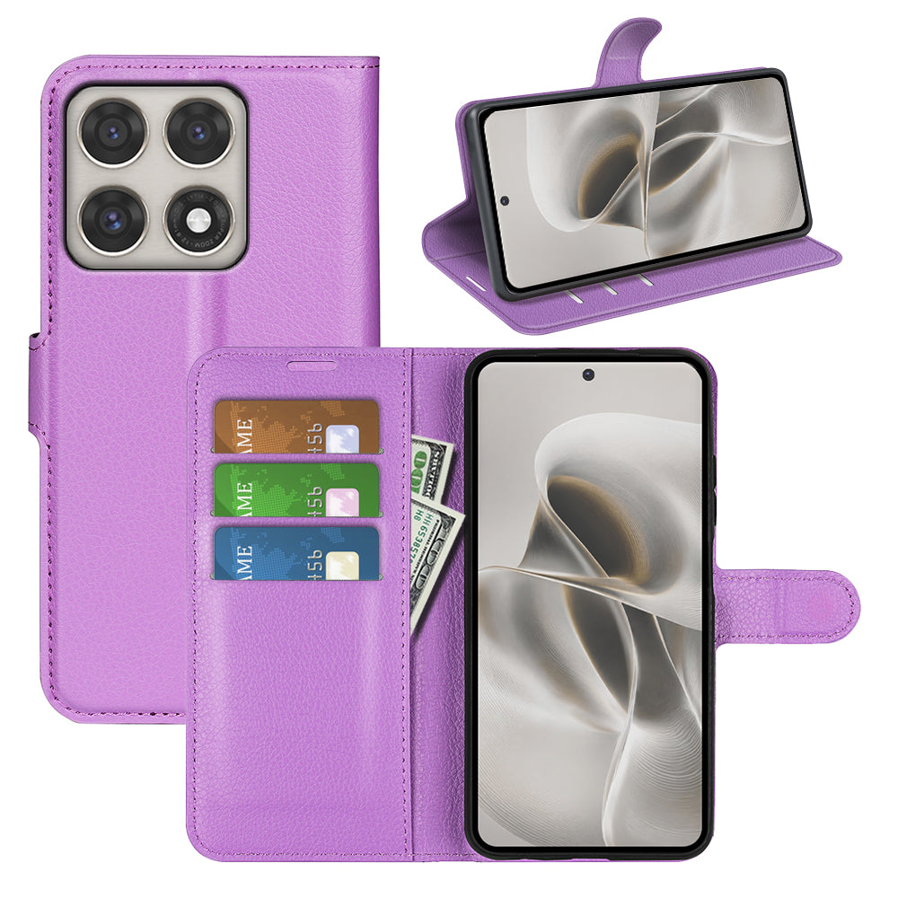 Wallet Case for Motorola Edge 70 Pro – PU Leather Flip Cover with Card Holder & Stand [Purple]