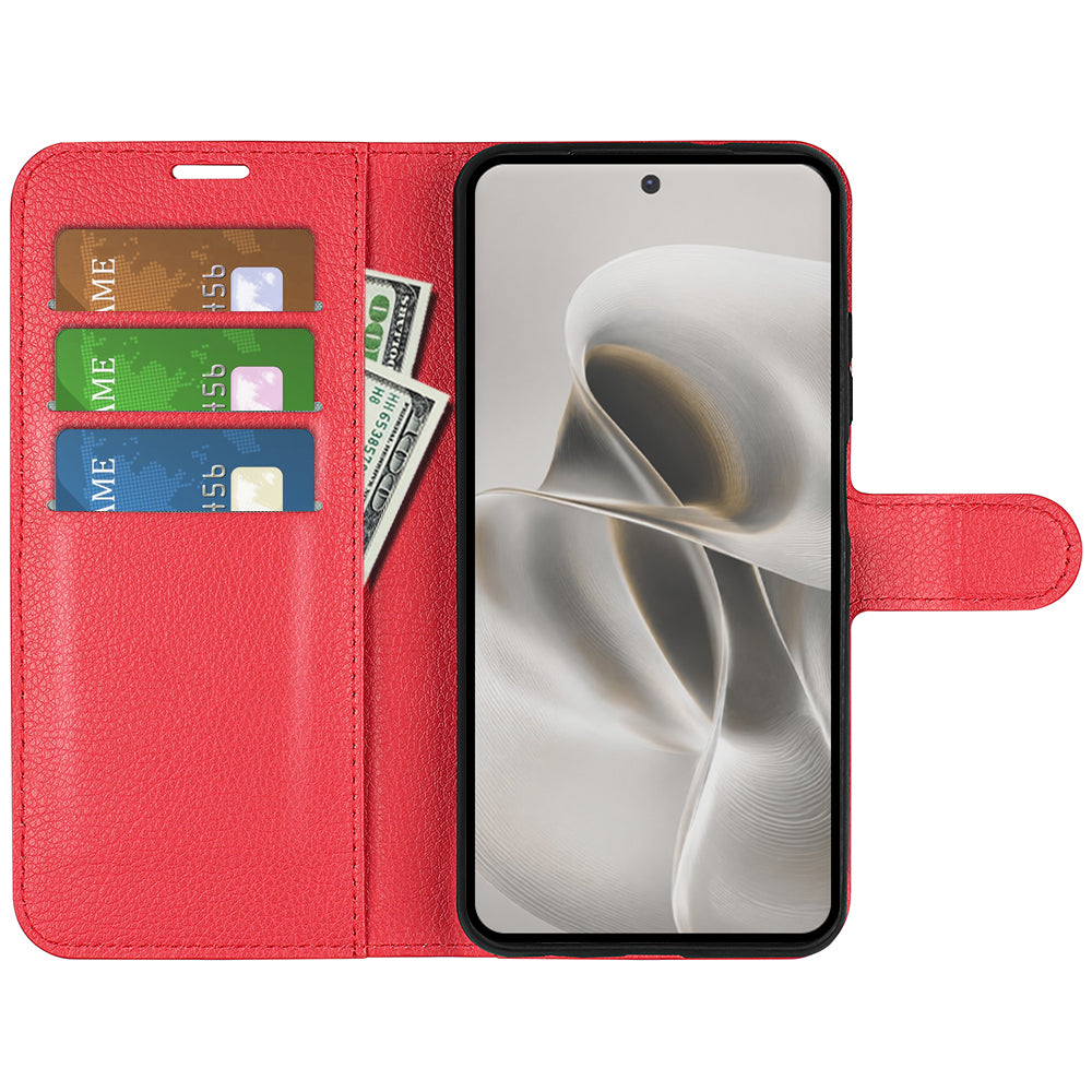 Wallet Case for Motorola Edge 70 Pro – PU Leather Flip Cover with Card Holder & Stand [Red]