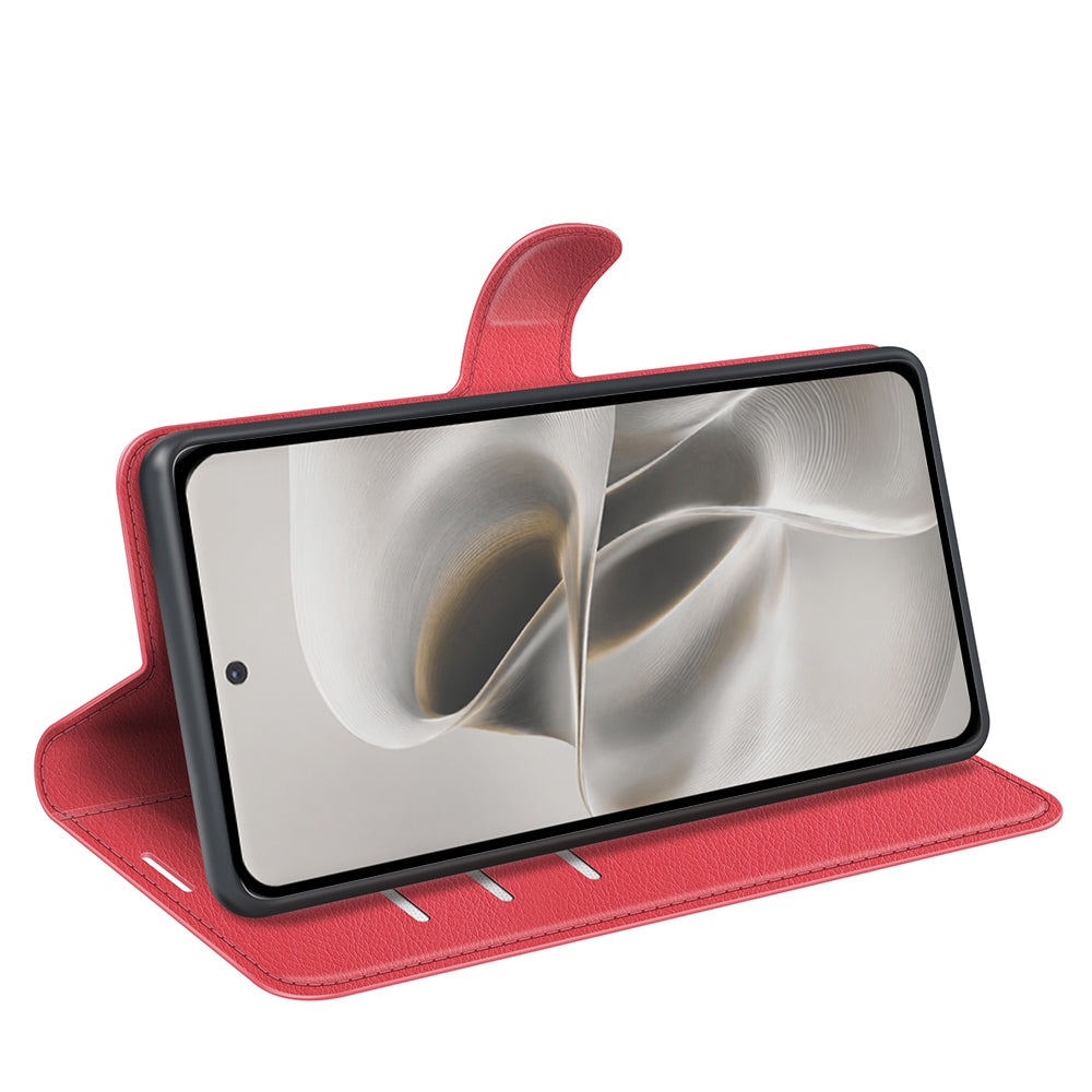Wallet Case for Motorola Edge 70 Pro – PU Leather Flip Cover with Card Holder & Stand [Red]