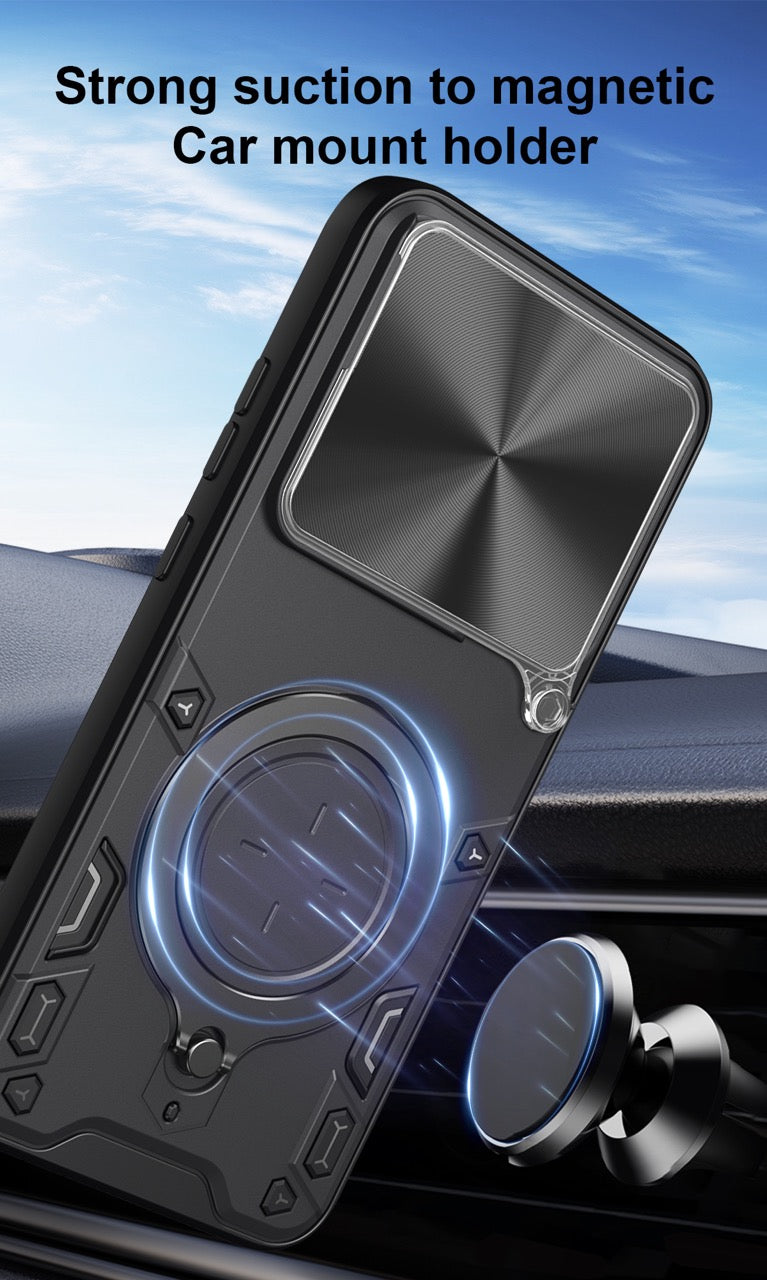 Motorola Edge 70 Pro Ring Kickstand Case w/ Camera Cover [Black]