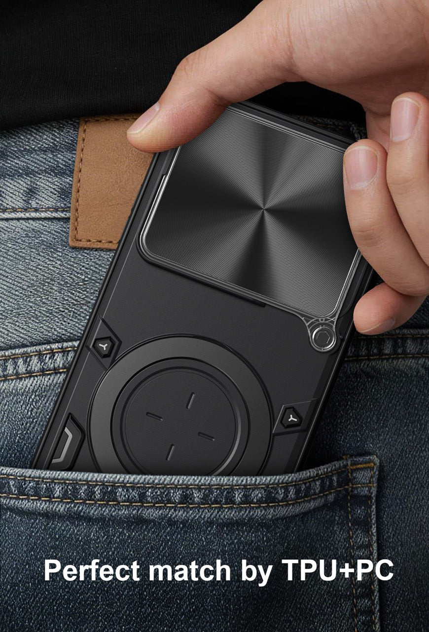 Motorola Edge 70 Pro Ring Kickstand Case w/ Camera Cover [Black]