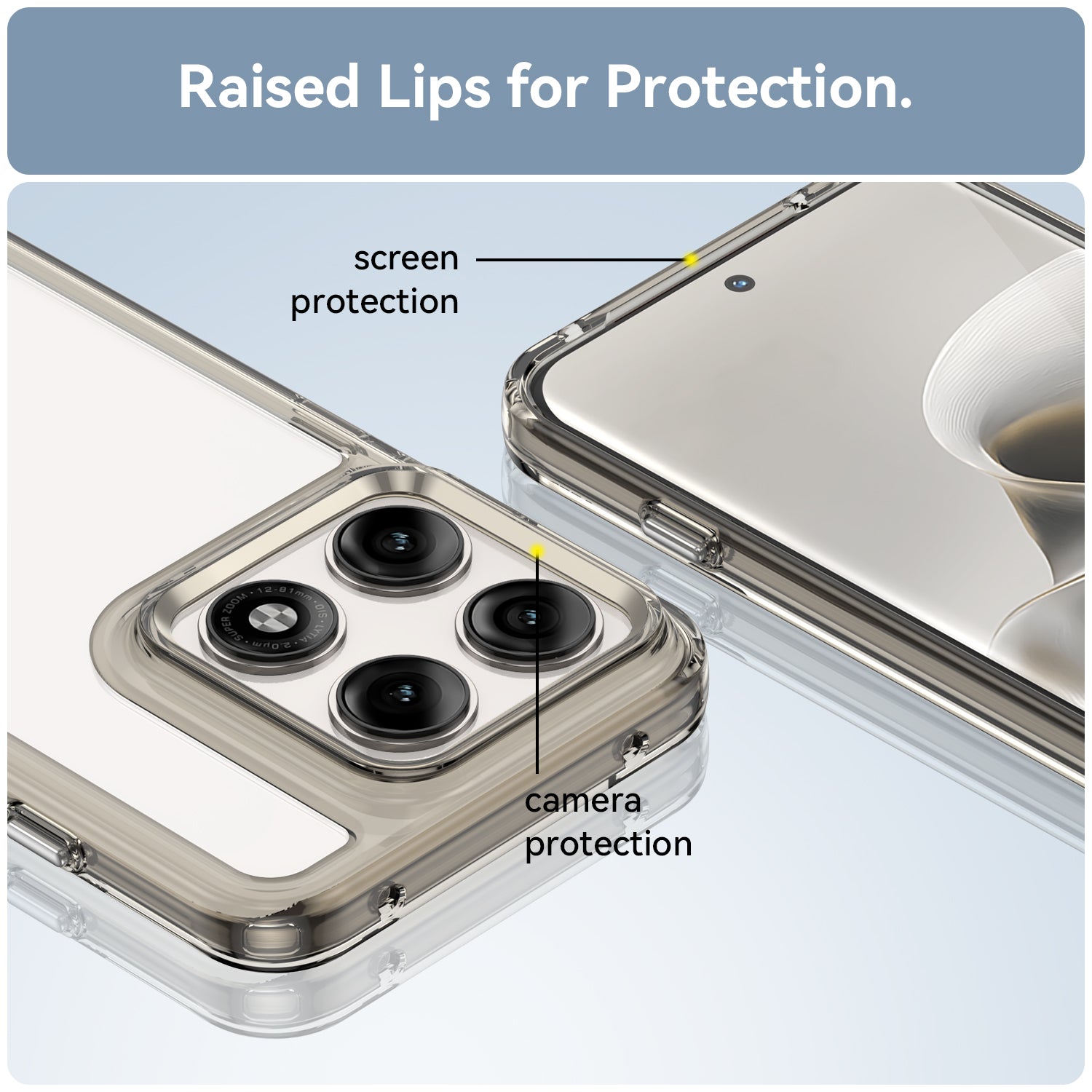 Motorola Edge 70 Pro Soft TPU Bumper Shockproof Cover Case [Clear Grey]