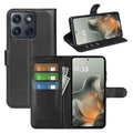 Wallet Case for Motorola Edge 70 – PU Leather Flip Cover with Card Holder & Stand [Black] - Black