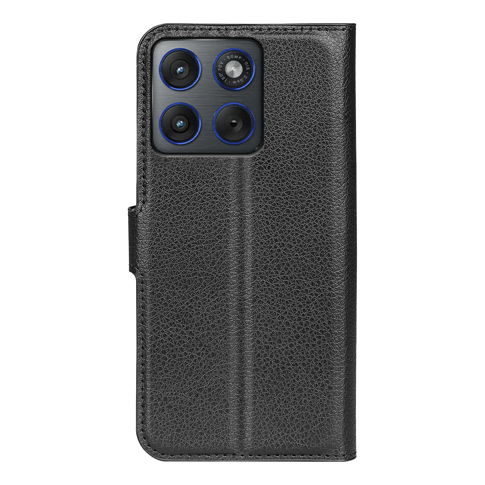 Wallet Case for Motorola Edge 70 – PU Leather Flip Cover with Card Holder & Stand [Black]