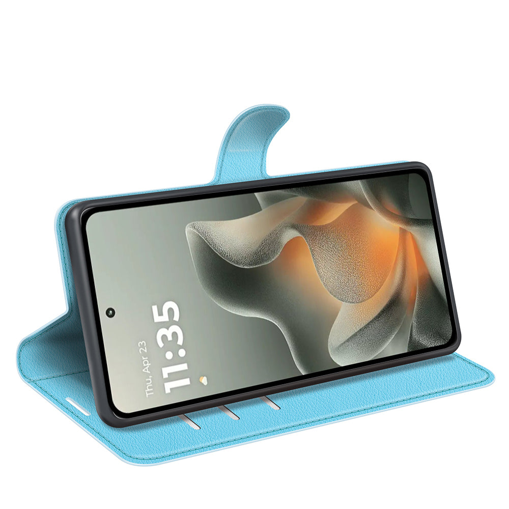 Wallet Case for Motorola Edge 70 – PU Leather Flip Cover with Card Holder & Stand [LightBlue]