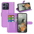Wallet Case for Motorola Edge 70 – PU Leather Flip Cover with Card Holder & Stand [Purple] - Purple