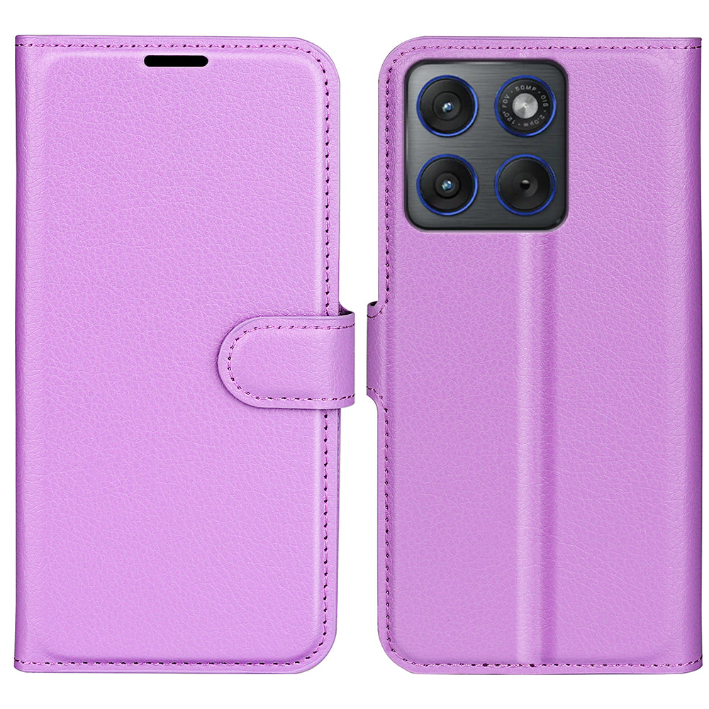Wallet Case for Motorola Edge 70 – PU Leather Flip Cover with Card Holder & Stand [Purple]