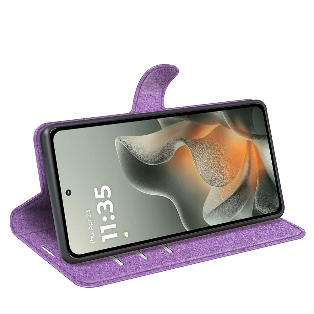 Wallet Case for Motorola Edge 70 – PU Leather Flip Cover with Card Holder & Stand [Purple]