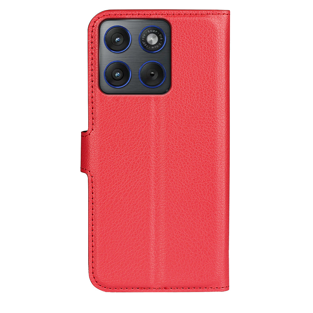 Wallet Case for Motorola Edge 70 – PU Leather Flip Cover with Card Holder & Stand [Red]