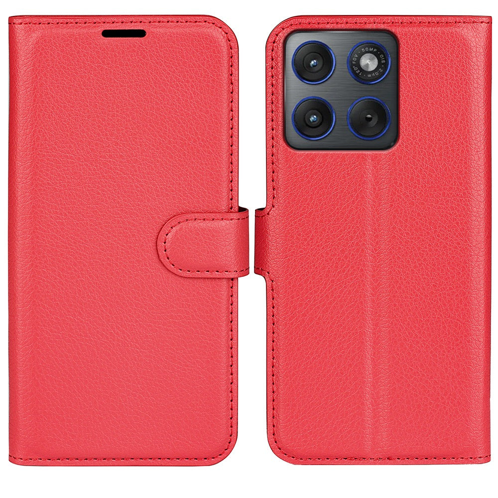 Wallet Case for Motorola Edge 70 – PU Leather Flip Cover with Card Holder & Stand [Red]