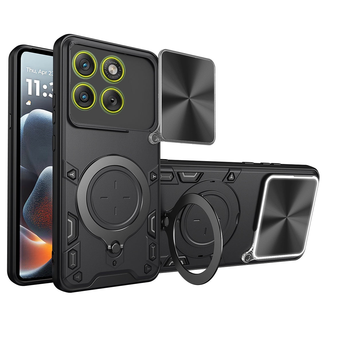 Motorola Edge 70 Ring Kickstand Case w/ Camera Cover [Black]