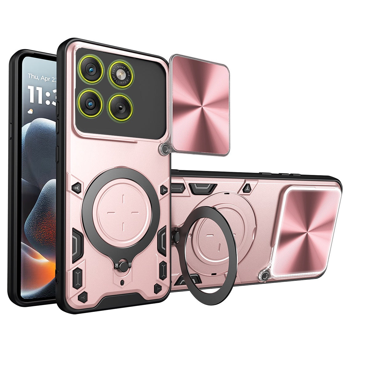 Motorola Edge 70 Ring Kickstand Case w/ Camera Cover [Rose Gold]