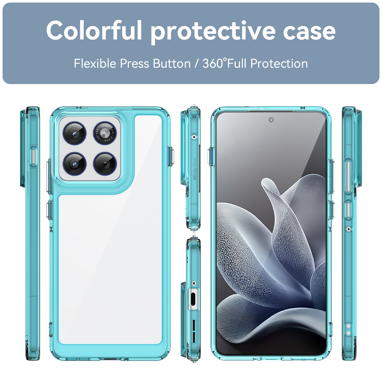 Motorola Edge 70 Soft TPU Bumper Shockproof Cover Case [Clear Blue]