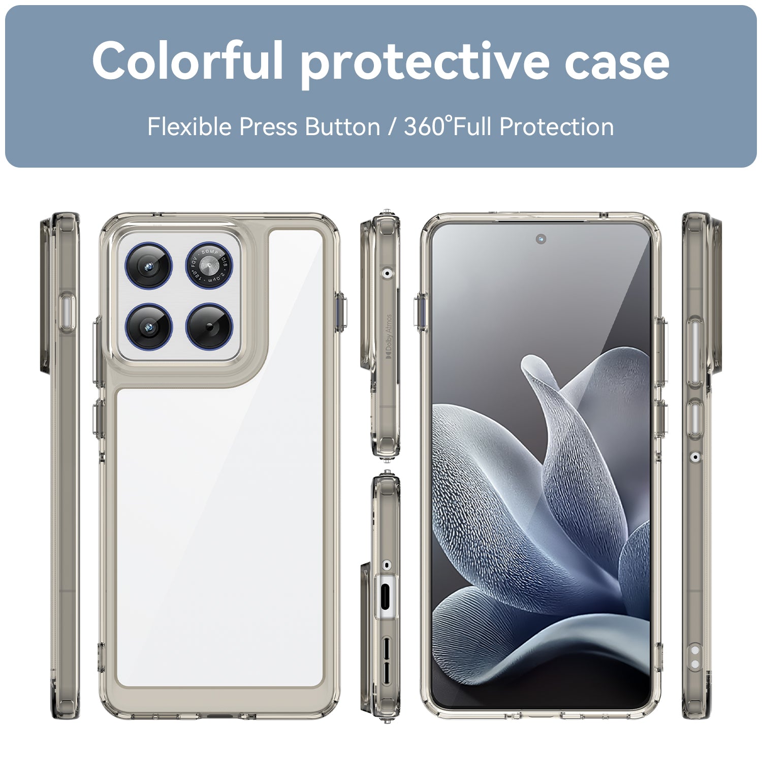Motorola Edge 70 Soft TPU Bumper Shockproof Cover Case [Clear Grey]