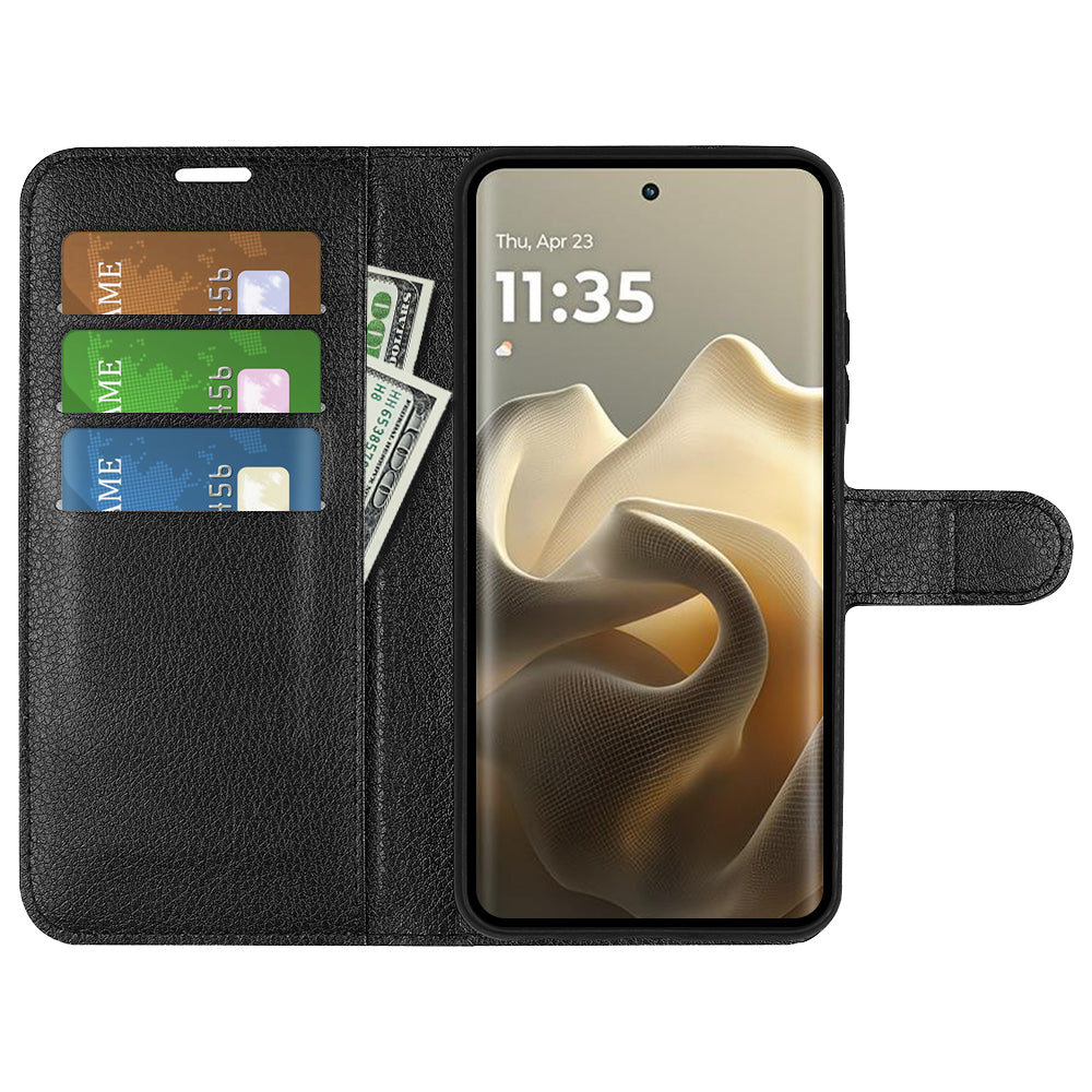 Moto Edge 60Fusion PU Wallet Case [Black]