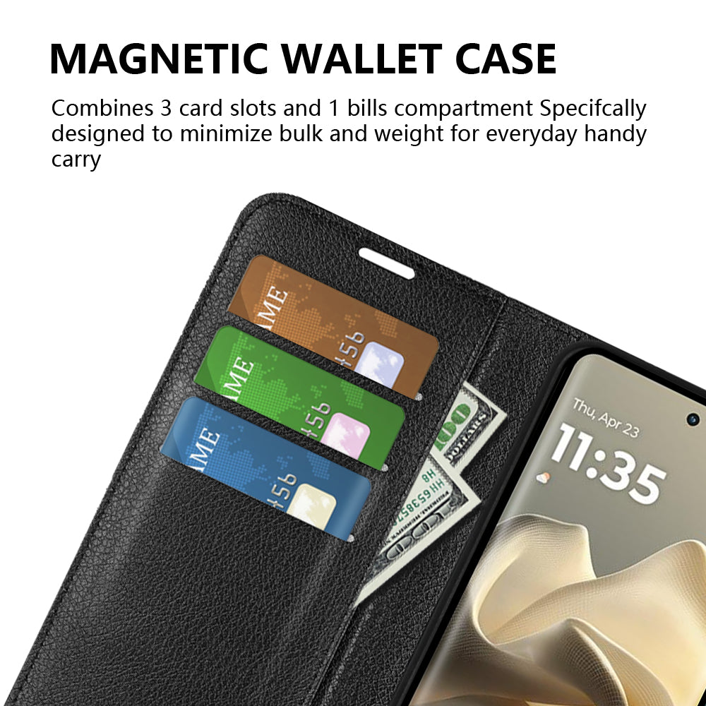 Moto Edge 60Fusion PU Wallet Case [Black]
