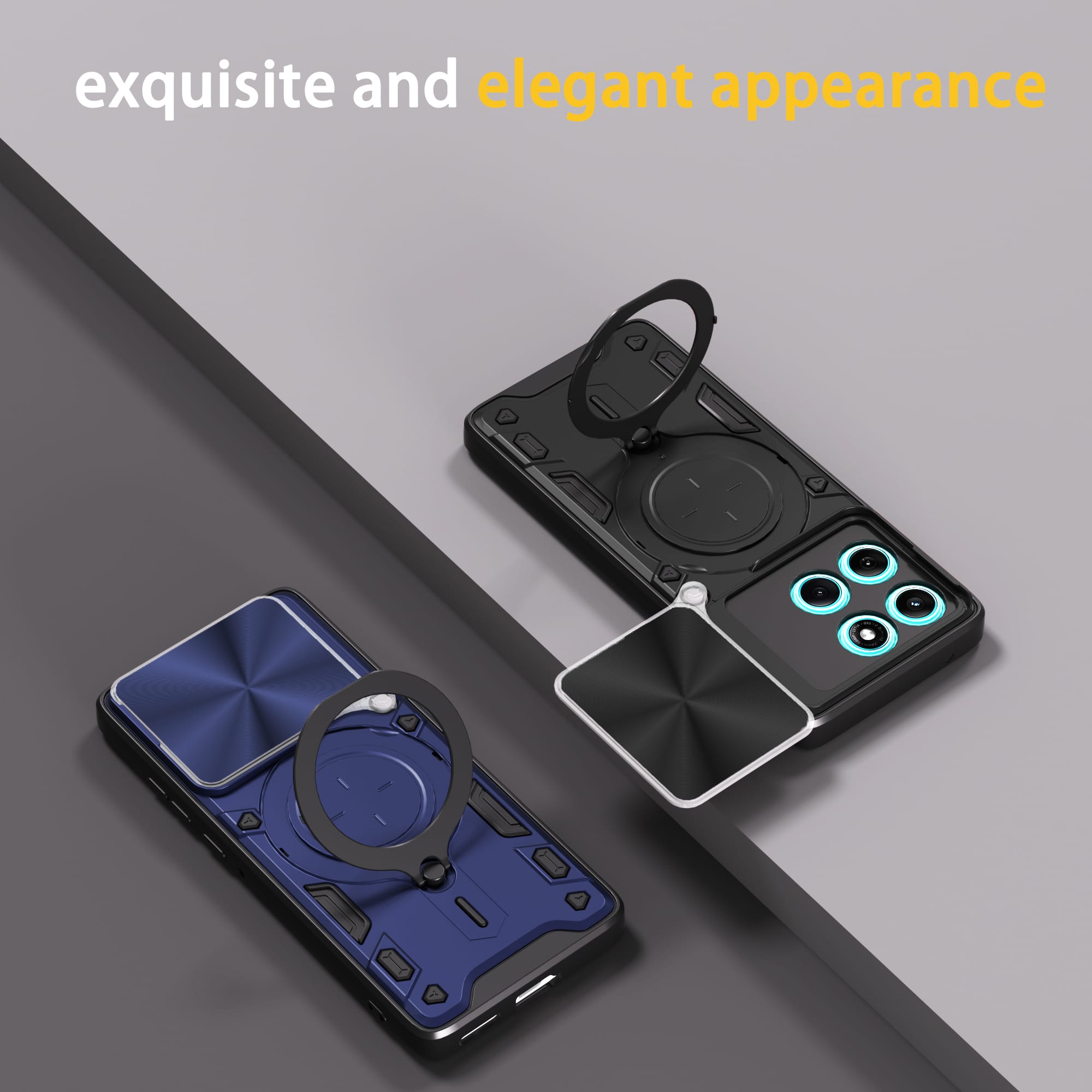 Motorola Moto Edge 60Fusion Ring Kickstand Case w/ Camera Cover [Navy]