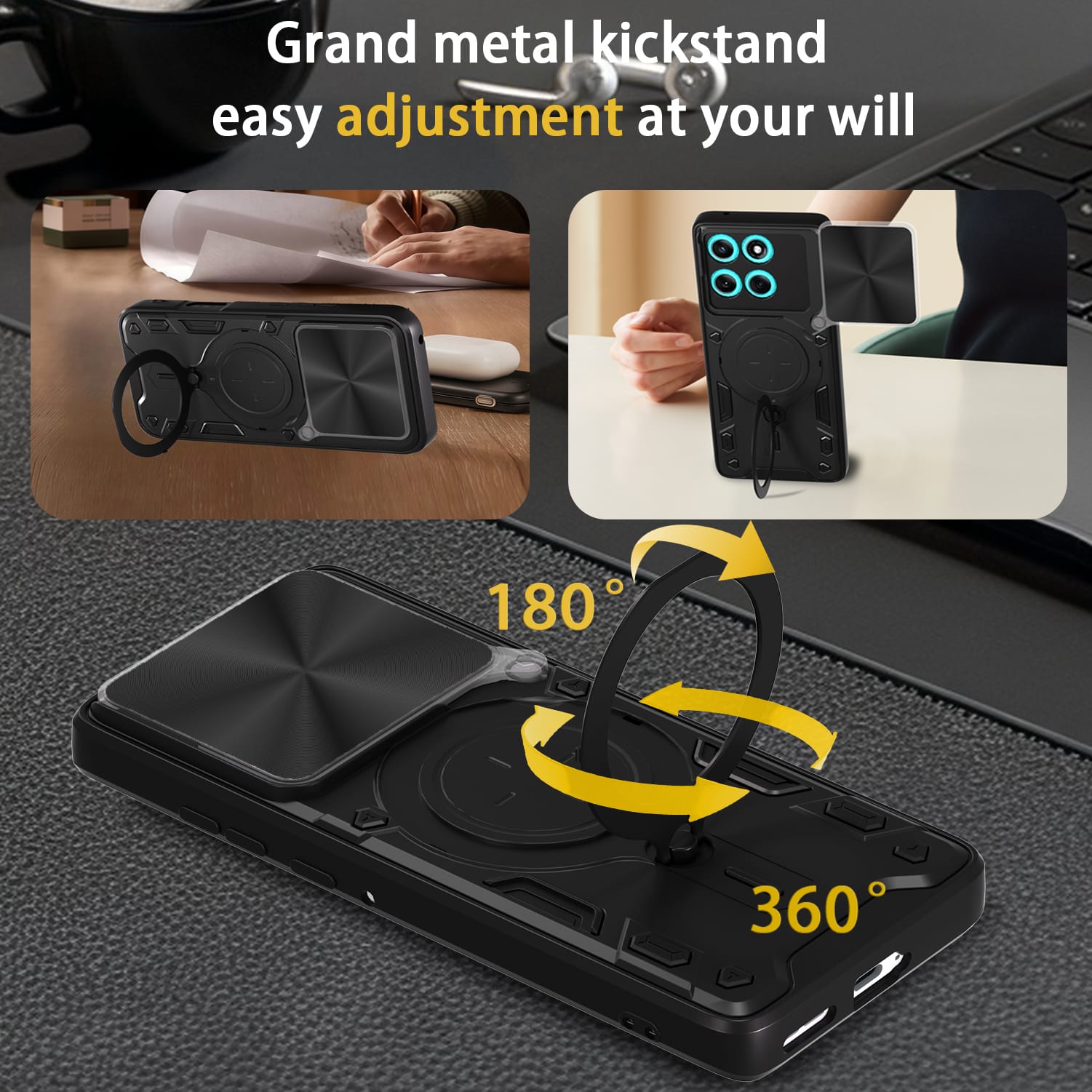 Motorola Moto Edge 60Fusion Ring Kickstand Case w/ Camera Cover [Rose Gold]