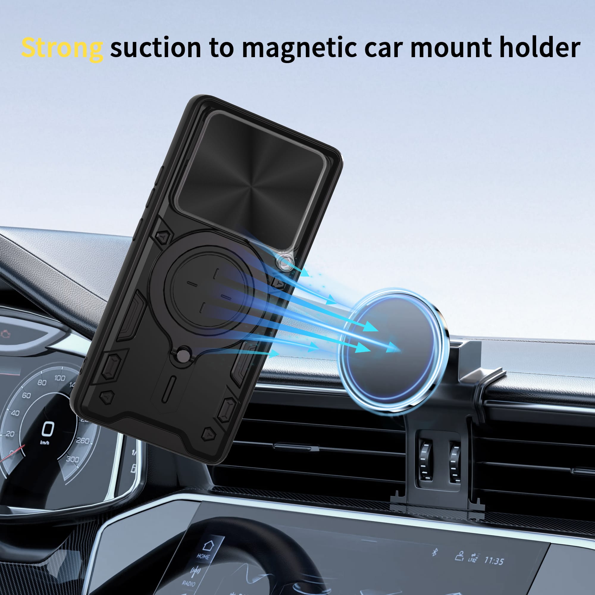Motorola Moto Edge 60Fusion Ring Kickstand Case w/ Camera Cover [Navy]