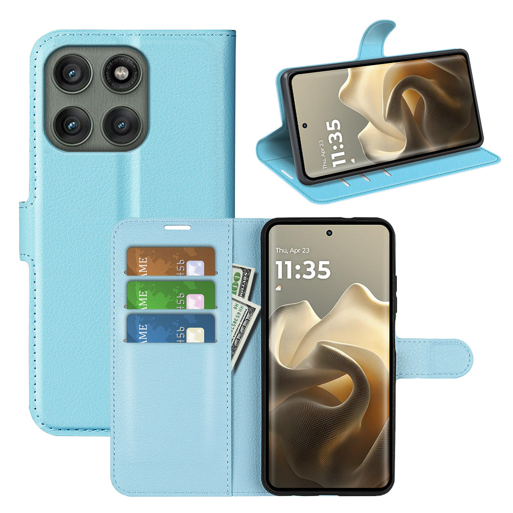 Moto Edge 60Pro PU Wallet Case [LightBlue]