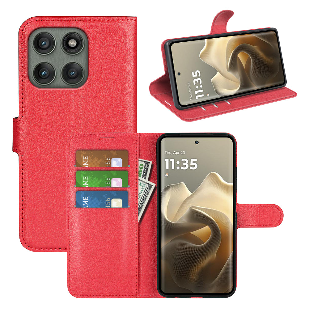 Moto Edge 60Pro PU Wallet Case [Red]