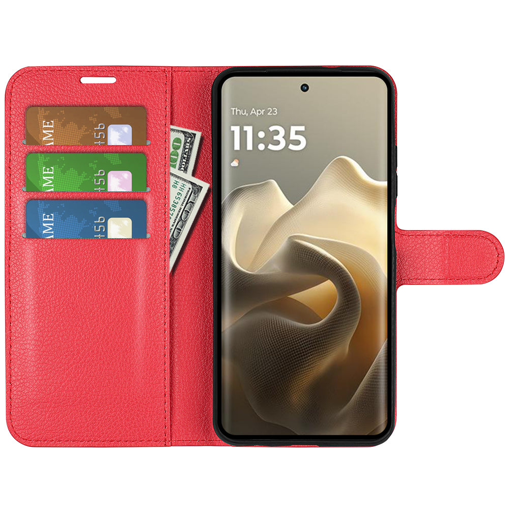 Moto Edge 60Pro PU Wallet Case [Red]