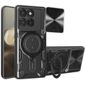 Motorola Moto Edge 60Pro Ring Kickstand Case w/ Camera Cover [Black] - Black