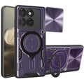 Motorola Moto Edge 60Pro Ring Kickstand Case w/ Camera Cover [Purple] - Purple