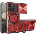 Motorola Moto Edge 60Pro Ring Kickstand Case w/ Camera Cover [Red] - Red