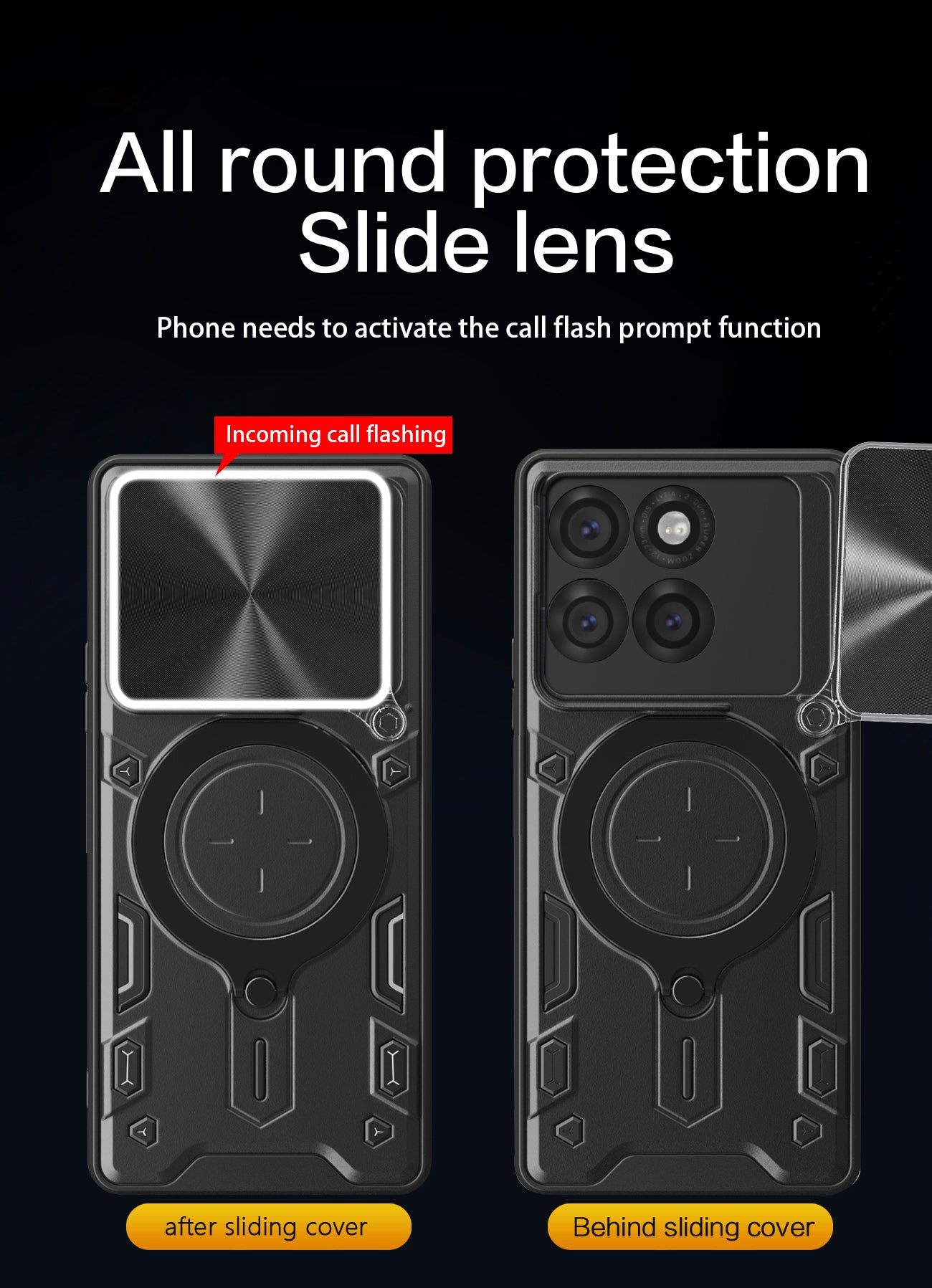 Motorola Moto Edge 60Pro Ring Kickstand Case w/ Camera Cover [Black]